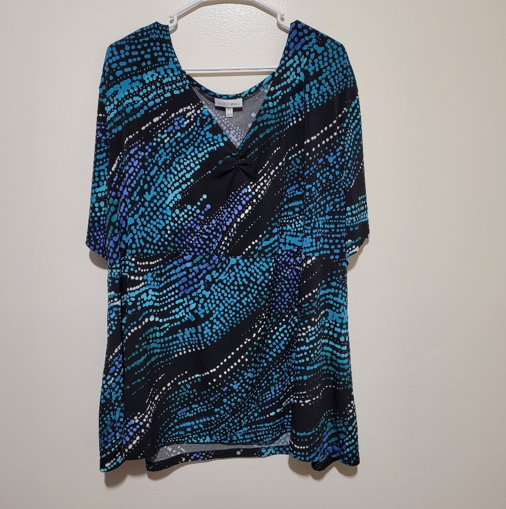 Fashion Bug Black and Blue Abstract Blouse